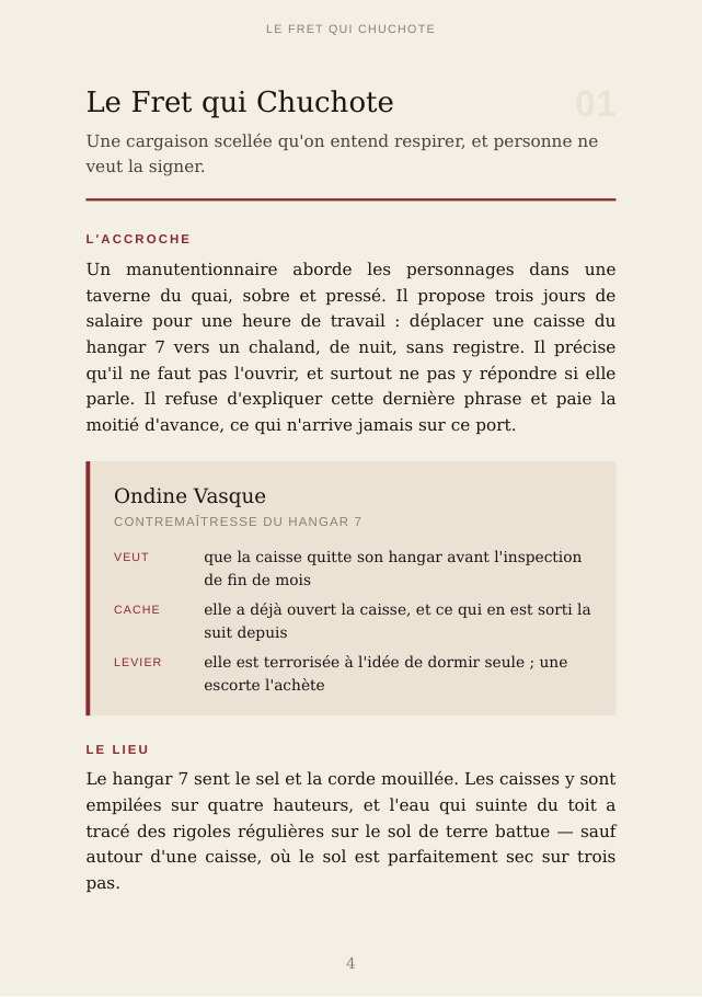 Extrait d'une amorce avec encadré PNJ